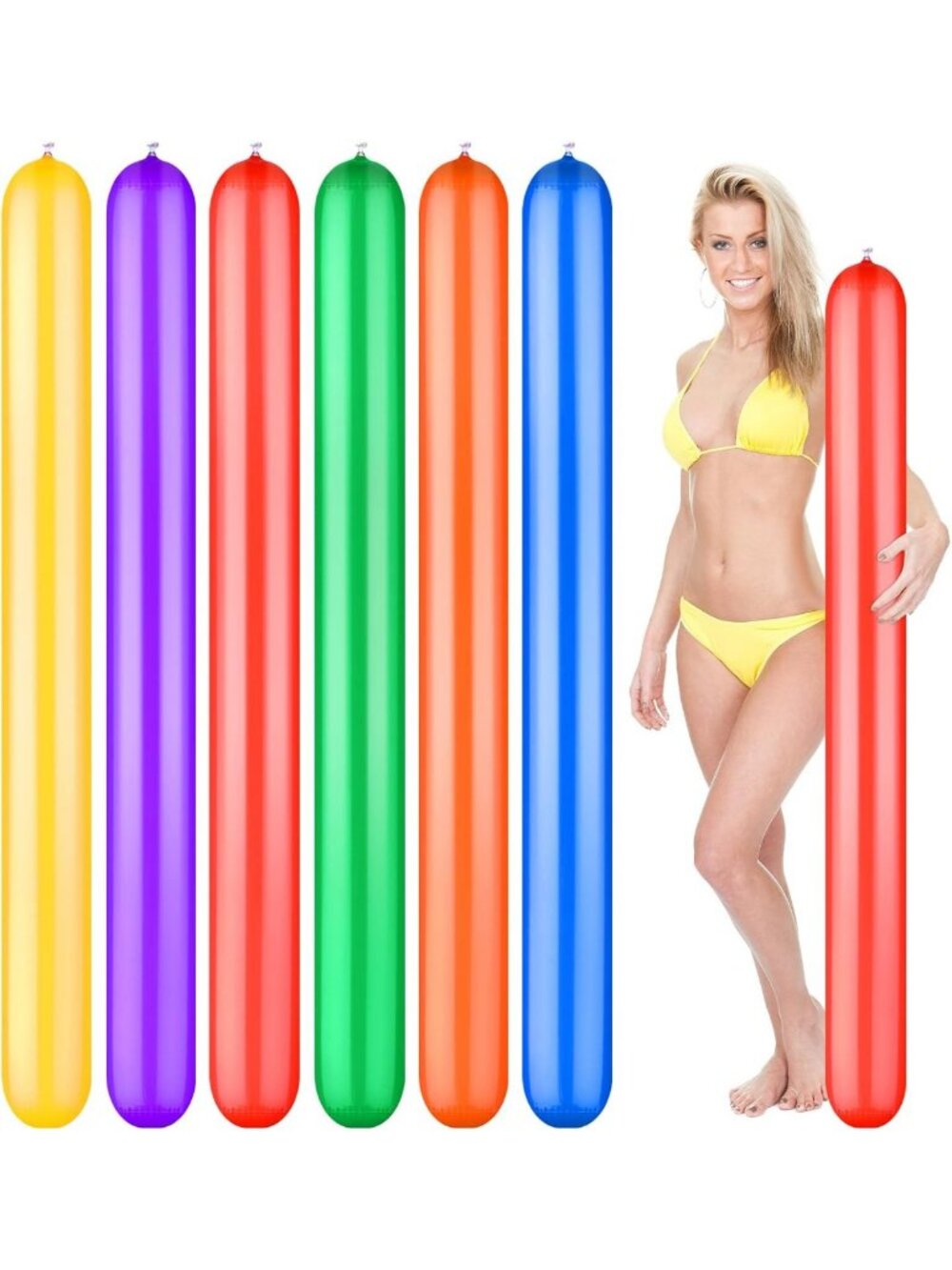 6 Pcs Large Inflatable Pool Noodles - 59 Inch Colorful Summer Floaties